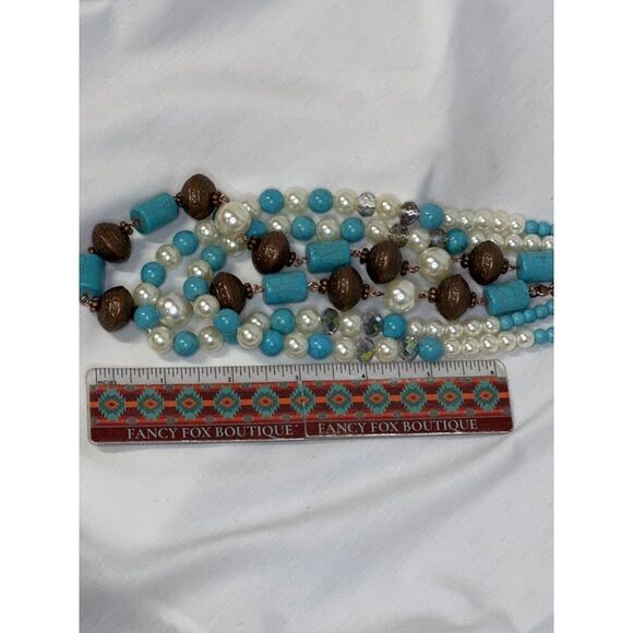 SOUTHWEST TURQUOISE PEARL FANCY Western Rodeo Cowgirl Fashion Necklace Set New - Picture 11 of 16